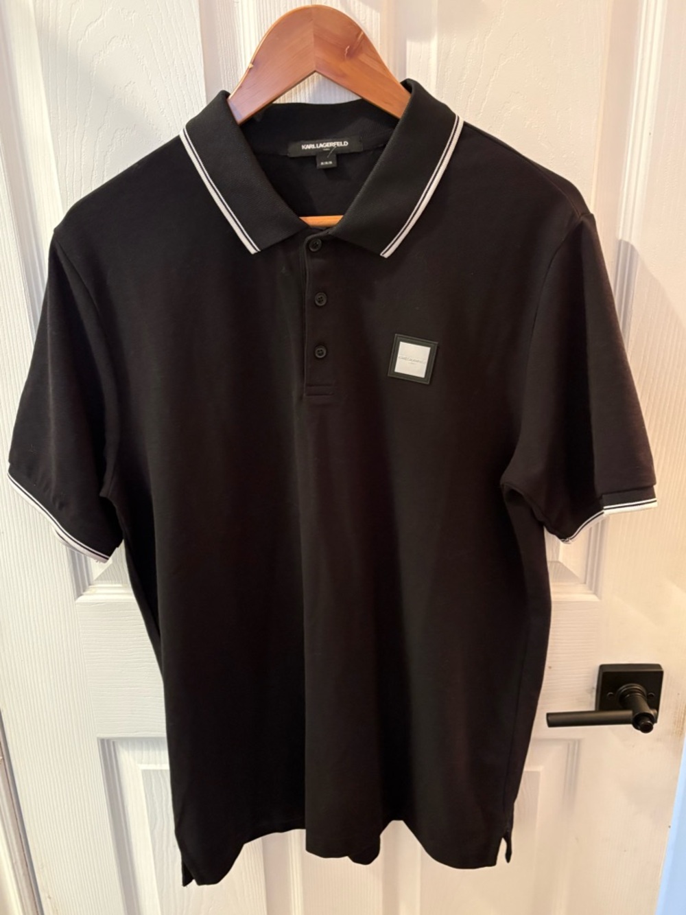 NWOT- Karl Lagerfeld Men’s Black Polo Shirt with Contrast Trim